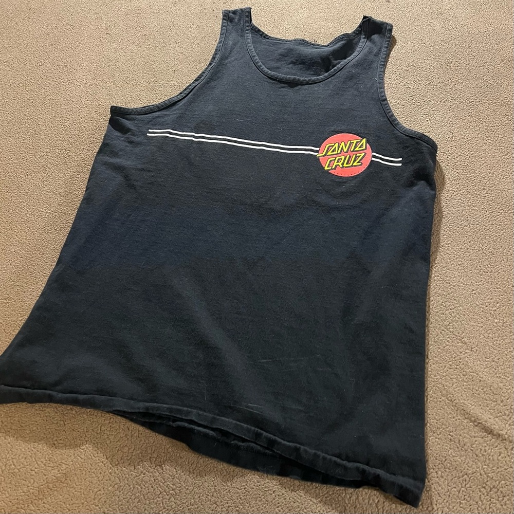 SANTA CRUZ CLASSIC DOR “TANK” TOP SKATEBOARD CALIFORNIA LARGE BLACK SHIRT